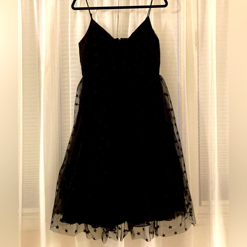Black tulle spaghetti strap dress
